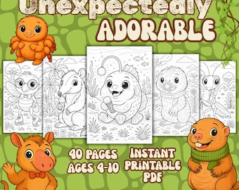 The Unexpectedly Adorable animal Coloring Book | 37 Weird & Whimsical Creatures to Colour | Fun Facts + Bonus Activity Pages | Printable PDF