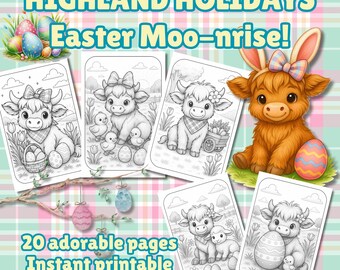 Highland Cow Easter Colouring Book: Springtime Fun (Digital Download)
