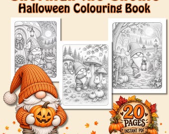 Gnorman the Gnome’s  Halloween Colouring Book |  20 Printable Pages | Instant PDF Download