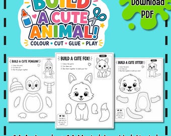 Build-a-Animal Crafts | Scissor Skills Fine Motor Activity (PDF Download)