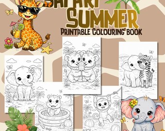 Safari Summer Coloring Pages for Kids | Printable Jungle Animals Activity (PDF Download)