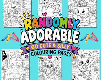 60 Adorable Kids Colouring Pages | Animals, Food, Fantasy, Silly (Digital Download)