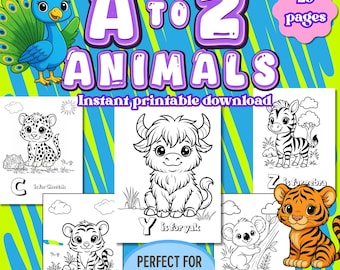 A-Z Animal Alphabet Colouring Book - Fun & Educational Print-at-Home Activity prefect for preschoolers!