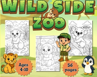 Libro da colorare sugli animali dello zoo: 36 pagine + attività extra (PDF)