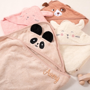 Toalla de bebé con capucha personalizada: regalo con nombre bordado suave para recién nacidos, baby showers y bautizos | Recuerdo lavable a máquina