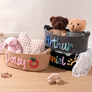 Individuell angefertigter Erinnerungskorb | Babyparty- und Neugeborenengeschenk | Osterschatzkiste | Aufbewahrung für Erbstücke und Spielzeug | Handgemachtes Kinderzimmer-Essential