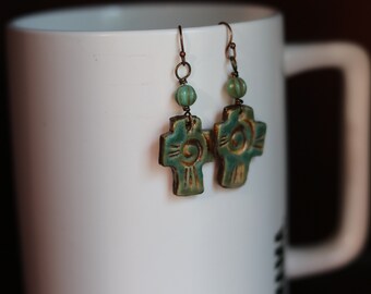 Pottery Cross earrings