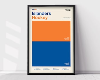 Poster di hockey dei New York Islanders / Stampa artistica dei colori della squadra NHL / Stampa di cimeli della squadra NHL