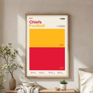Chiefs football poster | Gifts for Chiefs fans | NFL team color prints | Modern football artwork | Chiefs fan gear
