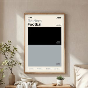 Raiders football poster | Gifts for Raiders fans | NFL team color prints | Modern football artwork | Raiders fan gear