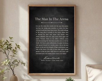 Taltryck med mannen i arenan | Citatposter från Theodore Roosevelt | Inspirerande poster | Motiverande väggkonst