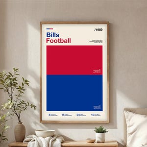 Buffalo Bills football poster | Gifts for Bills fans | Sports wall art | NFL team color prints | Bills fan gear