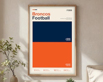 Broncos football poster | Gifts for Broncos fans | NFL team color prints | Modern football artwork | Broncos fan gear*