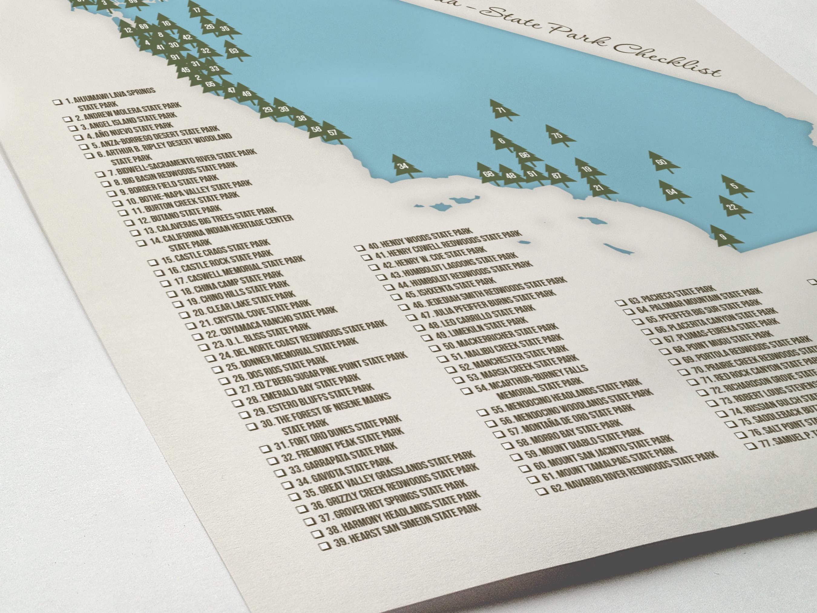 California State Park Checklist Poster | West Coast Adventure Art - Etsy