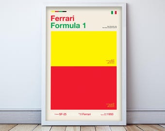 Ferrari F1 poster |Minimalist Formula 1 decor | Gifts for Ferrari fans | Motorsport wall art | F1 team color prints | Ferrari fan gear