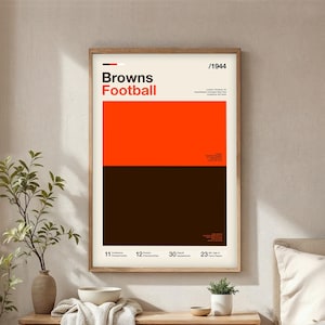 Browns football poster | Gifts for Browns fans | NFL team color prints | Modern football artwork | Browns fan gear