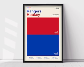 Hockeyposter New York Rangers | NHL-teamkleuren kunstafdruk | NHL-teammemorabilia-print