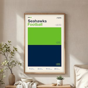 Seahawks football poster | Gifts for Seahawks fans | NFL team color prints | Modern football artwork | Seahawks fan gear