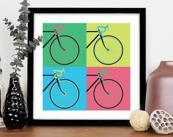 Impresión de ciclismo de arte pop / Arte mural de bicicleta moderno