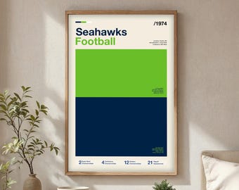 Seahawks football poster | Gifts for Seahawks fans | NFL team color prints | Modern football artwork | Seahawks fan gear