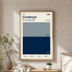 Cowboys football poster | Gifts for Cowboys fans | NFL team color prints | Cowboys fan gear | Dallas Cowboys history art
