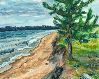 Watercolor print - Big Traverse Bay, Keweenaw Peninsula, Lake Superior