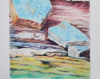 ORIGINAL Colored Pencil on Bristol - Lake Superior