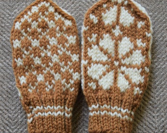 READY TO SHIP - Thumbless Infant Norwegian Knit Wool mittens