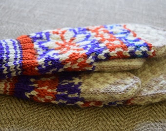 READY TO SHIP - Youth Norwegian Knit Wool mittens