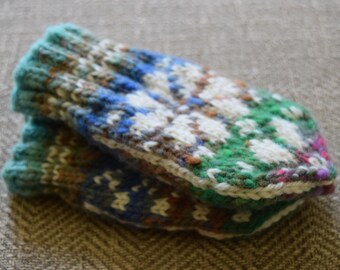 READY TO SHIP - Infant Thumbless Norwegian Knit Wool mittens