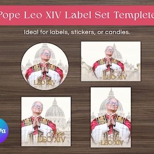 Etichette stampabili di Papa Leone XIV – Modelli modificabili Canva