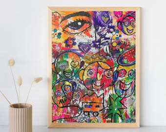 Impresión de arte abstracto colorido: Decoración moderna para el hogar (Descarga digital)