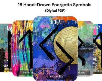 Baraja de Runas, Cartas de Runas Imprimibles, Set de Runas, Runas Vikingas del Futhark Antiguo, Oráculo Imprimible, Cartas de Orientación, Cartas Energéticas, Arte Energético