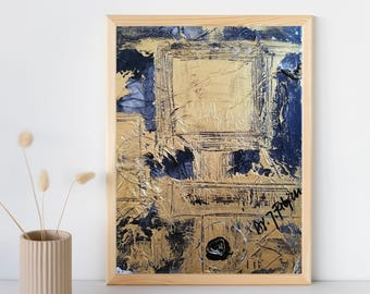 Impresión artística de pared dorada de lujo: Decoración moderna para el hogar (Descarga digital)