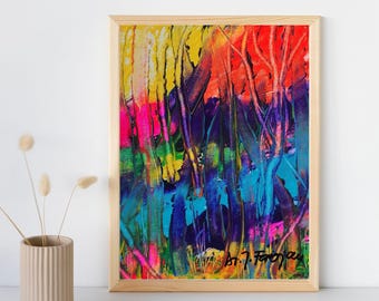 Impresión de arte abstracto colorido: decoración vibrante para el hogar (descarga digital)