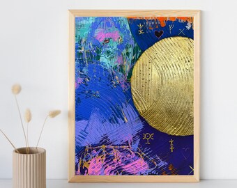 Impresión de arte abstracto energético: decoración de pared moderna (descarga digital)