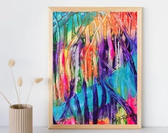 Impresión de arte abstracto vibrante: decoración moderna y colorida para el hogar (descarga digital)