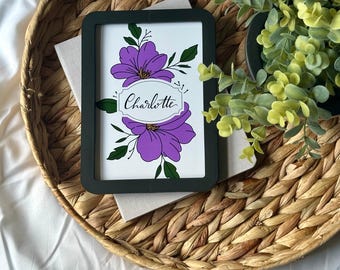 PHYSICAL PRINT, Floral Name Prints, Custom Name Prints, Personalized Gift, Personalized Wedding Gift, Custom Wall Decor