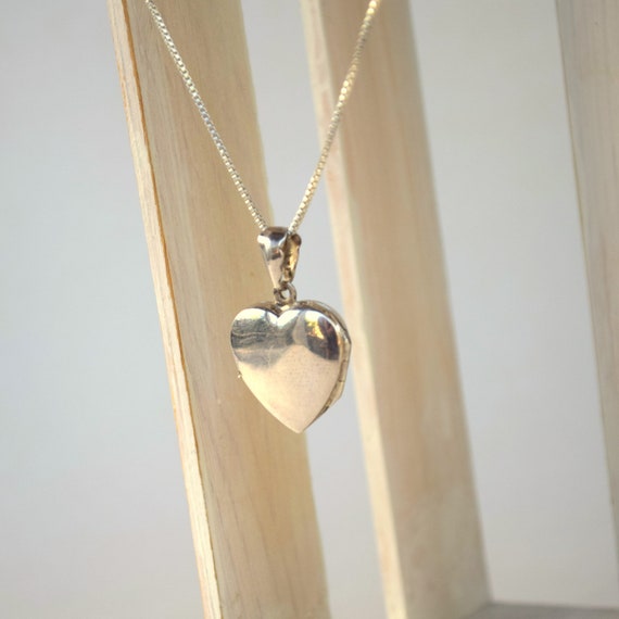 Engraved heart locket chain necklace sterling sil… - image 4