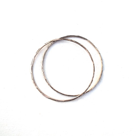 Vintage round silver bangle bracelets set of 2 ba… - image 3