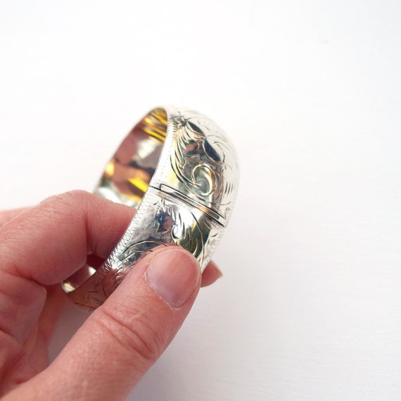 Silver bangle bracelet scrollwork sterling silver… - image 6