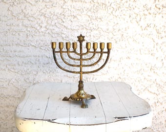 Vintage Hanukkah menorah 9 branch candelabrum Jewish candle holder hanukkiah Festival of Lights celebration