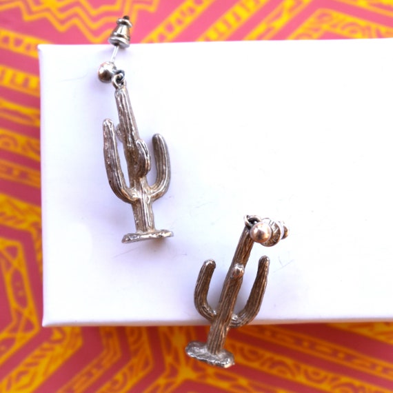 Saguaro cactus earrings sterling silver vintage j… - image 1