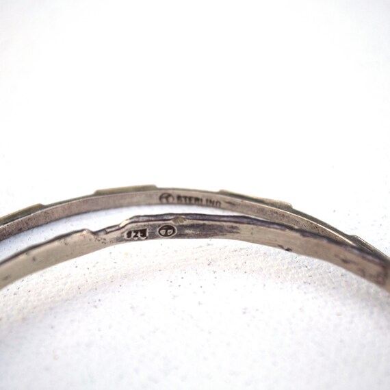 Vintage round silver bangle bracelets set of 2 ba… - image 7
