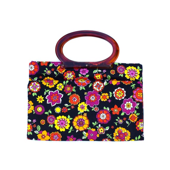 Vintage folding tote bag Lady's Pride bright flor… - image 10