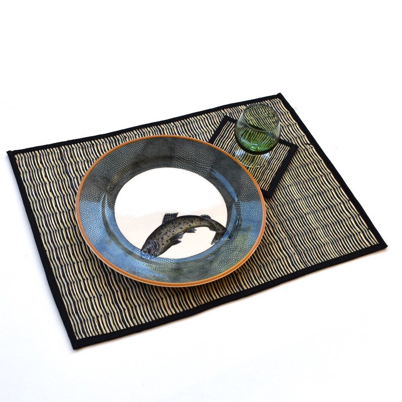 Vintage Straw Placemats and Drink Coasters Eco Friendly Home Etsy