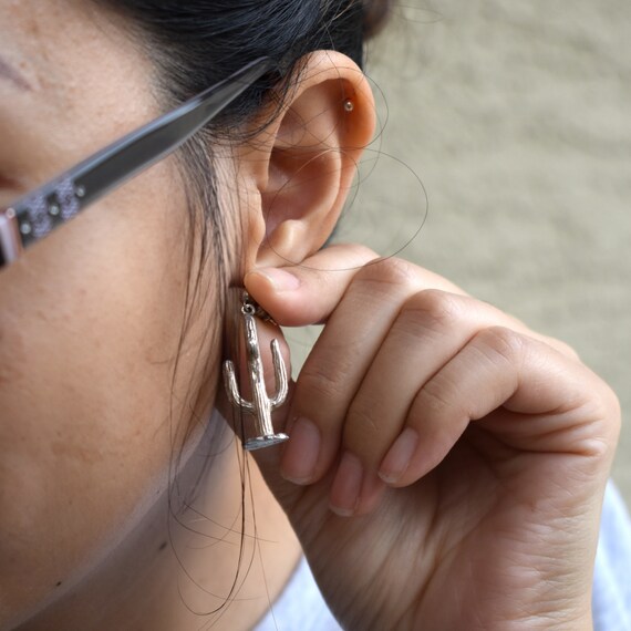 Saguaro cactus earrings sterling silver vintage j… - image 2