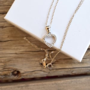 Vintage heart necklace sterling silver diamonds chain necklace gift for her womens wedding jewelry love Valentines Day Birthday mothers Day