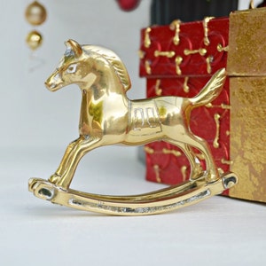 Vintage figurine rocking horse brass nostalgic Christmas gift keepsake collectible gift for sister unique home gifts for her baby shower image 10