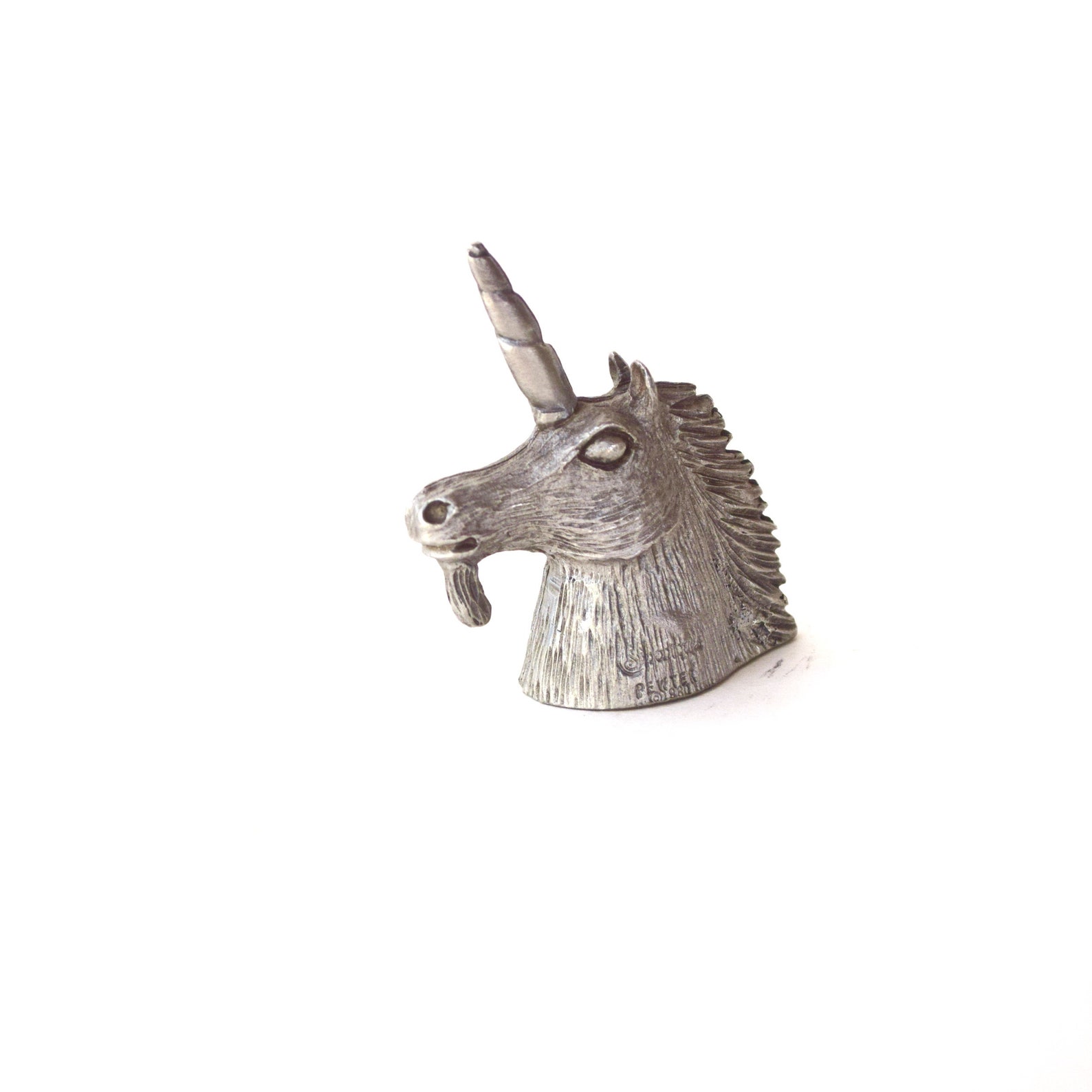 Vintage Miniature Unicorn Head Figurine Spoontiques Pewter Etsy